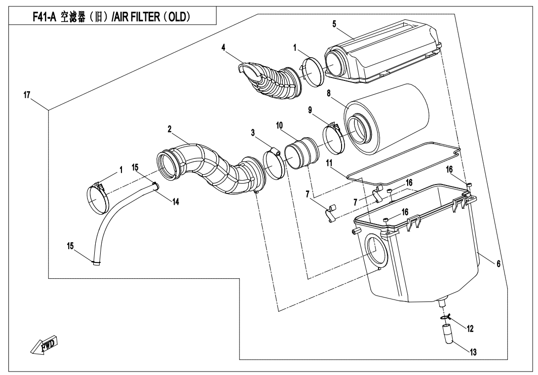 AIR FILTER(OLD) - F41-A | 2016, ATV, CF500AU-7L | CFMOTO OEM